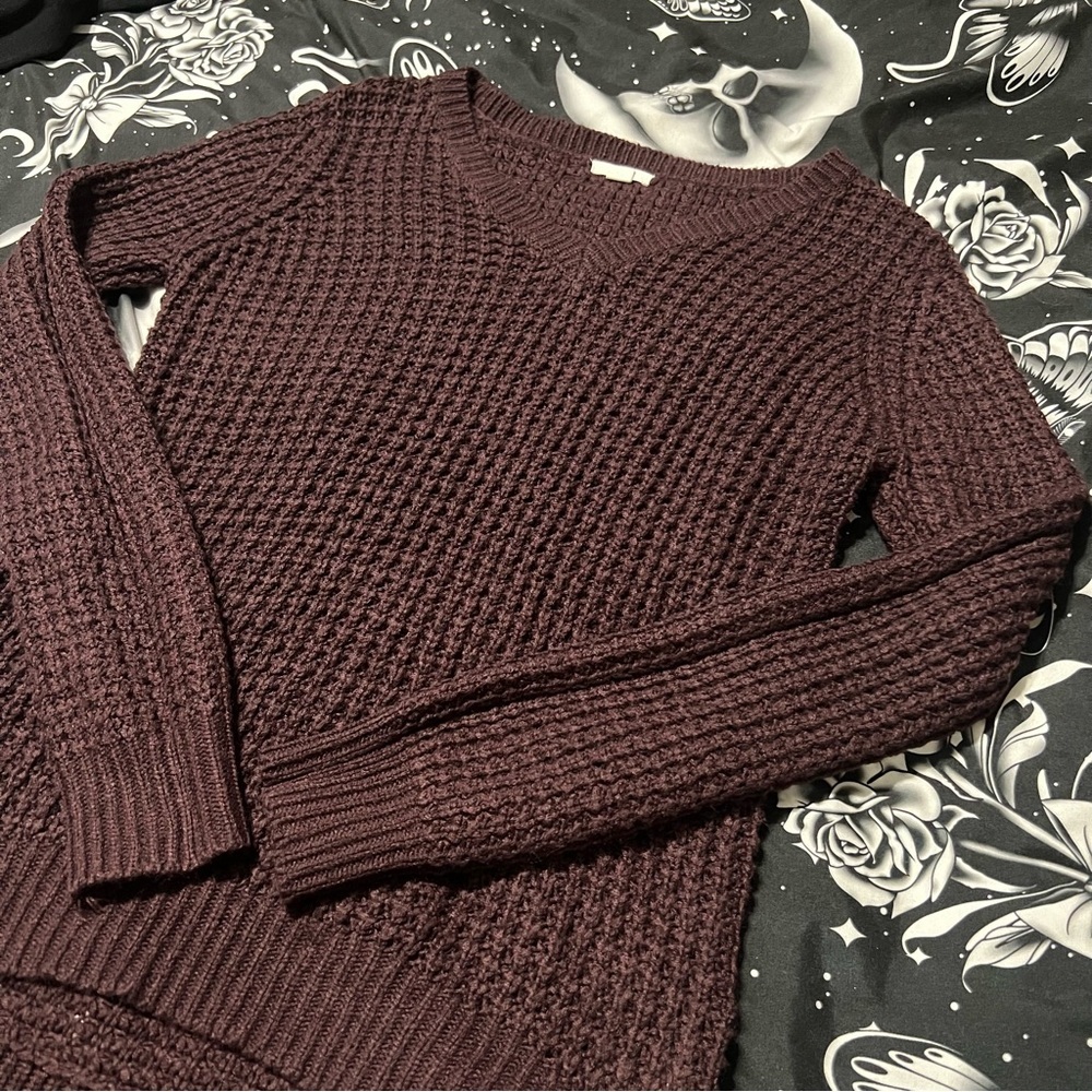 Burgundy Knit Sweater, Small